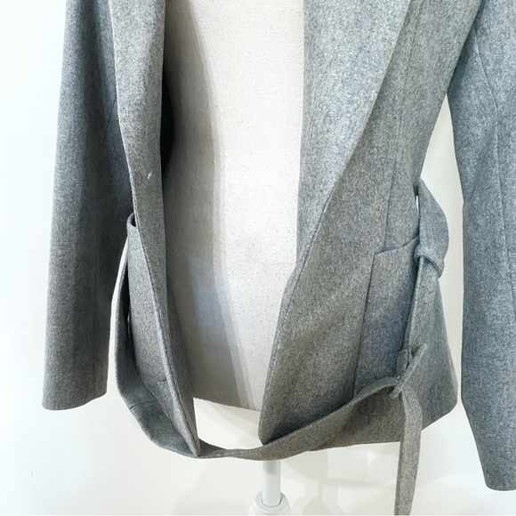 NWOT HARMONY PARIS GREY 100% WOOL BELTED SINGLE BUTTON CLOSURE BLAZER - Picture 9 of 14